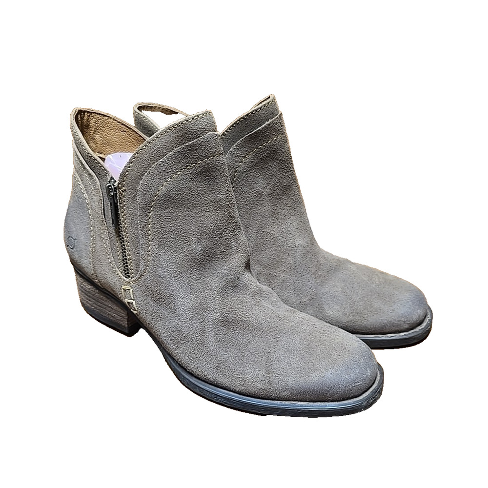 Born Malta II BR0053858 Brown Suede Side Zip Casual Ankle Booties Womans Size 9